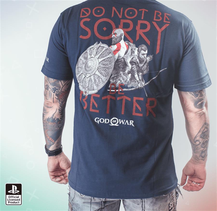 REMERA GOD OF WAR BE A WARRIOR UNISEX GRIS OSCURO L