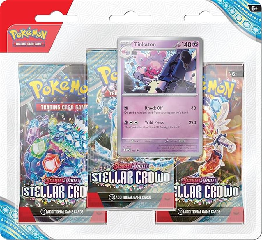 Pokemon TCG: Paquete de 3 de corona estelar escarlata y violeta - Tinkaton